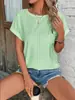 Nueva Estación Independiente de Amazon Ebay Verano Europeo y Americano Nuevo Color Puro Manga Corta Corte Casual Camisa Cruzada Spot Transfronterizo