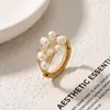 Anillo de Perla Real de Agua Dulce Natural para Mujer, Lujo Ligero, Gama Alta, Diseño Original de Nicho, Joyería Retro Francesa para el Trabajo para Mujer