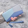 Nuevo Billetera de Mano para Mujer Billetera Larga Estilo Coreano Moda Cremallera Contrastante Gran Capacidad Portatarjetas Bolsa para Teléfono Móvil