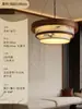 Lustre grande para sala de estar de planta aberta de uma vila, pé-direito alto, novo lustre redondo de madeira maciça estilo chinês para casas duplex autoconstruídas