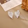 Brincos Criativos em Zircônia Coração Gelo Triturado, Moda de Alto Padrão, Brincos Exquisitos e Compactos, Joias de Estilo Minimalista