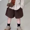 2026 Novo Conjunto Outono Roupa Infantil Colete Retrô de Veludo Meninos Estilo Britânico Camisa Listrada Conjunto de Quatro Peças Moderno