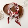 Pañuelo largo de seda sintética con lazo pequeño, lazo para bolso, cinturón decorativo para el pelo, pañuelo estampado original, regalo de mano