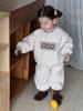 Conjunto Grosso Infantil Outono e Inverno Roupas Infantis Coreanas Roupas de Inverno para Bebê Conjunto de Letras Feminino com Pelúcia Roupas de Inverno para Bebê