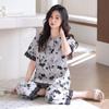 Pijamas de Algodão Puro para Mulheres Verão 2025 Novo Verão Manga Curta Calças Capri Conjunto de Roupa de Casa Feminino Tamanho Grande de Alta Qualidade
