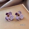 Pendientes de flor de cristal púrpura vintage Dongju Fengyun, pendientes de diseño de nicho, nuevos pendientes de temperamento 2022