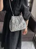 Bolso de diseñador de nicho transfronterizo para mujer, nuevo modelo 2026, bolso de hombro cruzado de cadena de alta gama, bolso tipo cubo con lentejuelas estilo coreano