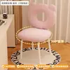 Mesa de Maquiagem Influenciadora de Nail Art Banqueta Simples Luxo Leve Encosto Quarto Vestir Casa Meninas Cadeira Creme