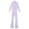 [En Stock] Conjunto de Pantalones Acampanados y Chaqueta de Forro Polar, Abrigo de Manga Larga para Mujer de Corte Ajustado, Ropa Deportiva Elástica para Yoga