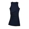 Chaleco informal de punto de longitud media con abertura lateral y plisados para mujer, top versátil de verano sin mangas elástico con cuello redondo irregular