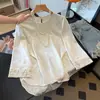 Camisa de Jacquard Bordado con Cuello Diagonal Diagonal Botonada Dobladillo Curvo Estilo Chino Retro Talla Grande para Mujeres de Mediana Edad Reductora de Edad Calidad Garantizada