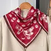 Bufanda de Imitación de Seda de Hangzhou de Lino para Mujer Primavera y Otoño Estilo Nacional Retro Estanque de Lotos 70 Cuadrado Bufanda China Bufanda Chal para Madre