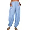 Calças Casuais Femininas para Exportação Europeia e Americana Amazon Wish Calças Casuais Soltas de Algodão Calças Harem para Casa