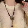Nuevo collar de mariposa de cerámica de estilo chino para mujer 2023, nuevo estilo étnico, retro, moderno, cadena larga para suéter, accesorios colgantes