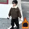 Chaqueta de Terciopelo Plus para Niños Otoño Invierno 2026 Nuevo Estilo Coreano Travieso Guapo Chaqueta con Cuello de Piel para Niños Bebé Superior Invierno