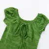 Vestido puff manga bufante com textura jacquard tridimensional estilo férias, novo lançamento verão 2026 slim fit curto para baixinhas