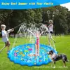 Alfombrilla rociadora con forma de encaje engrosada de 170 cm de stock de fábrica, juguete de exterior para niños, fuente de agua de verano