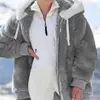 Estação Independente Spot Wish 2025 Amazon Mais Vendido Novo Outono e Inverno Jaqueta com Capuz de Pelúcia Solta com Zíper para Mulheres