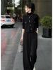 Explosões Populares de Primavera e Outono Elegante Temperamento Feminino Alta Qualidade Moda de Início de Outono Chanel Conjunto de Calça e Colete Preto