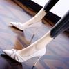 Elegantes Tacones de Aguja Color Beige de Diseñador para Mujer, Novedad Primavera 2026 Elegantes Tacones Altos de Punta Estilo Francés para Fiestas