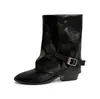 Botines de moda simples estilo coreano de 5 cm 2026 otoño/invierno nuevos punta fina tacón grueso sin cordones hebilla botines cortos