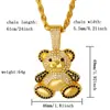 Pingente Fofo de Urso Estilo Japonês e Coreano Transfronteiriço para Meninas, Colar de Animal Cartoon Fresco com Pedras Cheias, Joias da Moda