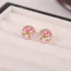 Brincos Femininos de Alto Padrão e Nicho Yuebao Jewelry Coloridos de Turmalina Prata de Lei S925 Banhado a Ouro Rosa em Formato de C Borboleta Multifacetada