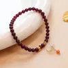 Pulsera de Granate Natural Pulsera Rojo Vino Pulsera Diseño de Nicho Accesorios de Jade Hetian Perla Sensación Avanzada Joyería para la Mano