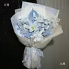 Ramo de tallos de chenilla rosas tejido a mano paquete de material DIY para mejor amiga novia lirio regalo del Día de San Valentín