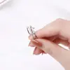 Anillo Cruzado Cuadrado de Doble Capa s925 Plata de Ley Diseño de Nicho Sentido Frío Alto Sentido Anillo Abierto Anillo para Mujeres