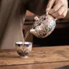 Bule de Prata Dourada Dunhuang Xishi, Um Bule e Duas Xícaras, Bule de Chá, Xícara de Chá, Conjunto de Chá, Presente para Outros, Presente de Patrimônio Cultural Imaterial