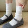 Meias de Lã Soltas de Meia-Cana Femininas de Inverno com Padrão Diamantado Estilo Coreano Simples Pelúcia Grossa