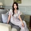 2025 Nuevo Estilo Coreano Pijama de Seda Hielo para Mujer Pijama Jacquard de Mariposa Cardigan Delgado Primavera y Verano Estilo Dulce Ropa de Casa