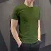Exclusivo fabricante transfronterizo al por mayor camiseta de verano fina ajustada de manga corta para hombre cuello redondo color liso capa base transpirable rápida