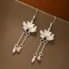 Brincos de Lótus Antigos Alto Padrão Explosão de Estilo Dois Pingentes Shihuan Novos Brincos Chineses Brincos de Gancho para Mulheres Cheongsam Hanfu