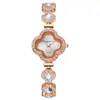 Liga viva de quatro folhas trevo moda pulseira decorativa relógio de quartzo esmeralda relógio feminino relógio mulheres fabricantes de relógios atacado