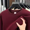 Moletom Masculino Outono Inverno Nova Temporada Descente Algodão Gola Redonda Pulôver Cor Sólida Manga Longa Casual Versátil Solto Camada Base Top