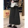 Falda de Lana Gris Oscuro para Mujer, Primavera, Otoño e Invierno 2025 Nuevo Estilo Falda de Paraguas Línea A, Falda de Burbuja Abullonada de Longitud Media Flor en Capullo