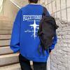 Suéter Oversize Masculino Marca Tendência Estampa de Letras Graffiti Manga Longa Estilo Coreano Tendência Solto Gola Redonda Top Jaqueta