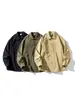 Camisa de trabajo estilo japonés para hombre, corte holgado, manga larga, camisa casual vintage para primavera y otoño, negra, caqui, verde, chaqueta versátil