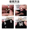 Botón de Mariposa para Ceñir la Cintura con Pedrería y Perlas, Desmontable, Botón de Cintura sin Coser para Jeans, Reductor de Cintura para Ajustar Cinturas Grandes a Tallas Más Pequeñas