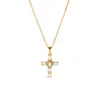 Collar de cruz de diamante de oro de 18k Europa y Estados Unidos no se decolora estilo hip-hop collar de acero inoxidable transfronterizo para Cruz