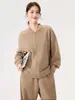Cardigan Feminino Outono e Inverno Novo Lã Gola Alta Rachado Casual Solto e Confortável Normcore Gola Redonda Cardigan