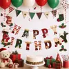 Estilo Navideño Americano Retro Bandera de Tirar de Cumpleaños Tema de Calcetín Navideño Pancarta de Letras Adorno para Pastel Adornos Decoración