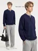 Ropa para Hombre APO Transfronteriza Suéter de punto pesado para hombre de 480 g, suéter casual versátil de corte holgado con colores contrastantes y diseño de dos piezas simulado