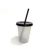 Suministro Directo de Fábrica Taza de Plástico PP de 16 oz Taza Creativa con Popote que Cambia de Color para Bebidas Calientes y Frías Taza que Cambia de Color Sensible a la Temperatura Venta al por Mayor