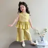 Conjunto de Verano para Niñas 2026 Nuevo Elegante Moda Chaleco y Pantalones de Pierna Ancha Conjunto de Dos Piezas para Ropa de Verano Infantil