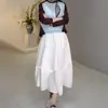 Falda Blanca de Alta Gama para Mujer, Nuevo Estilo Primavera 2026, Falda de Paraguas de Longitud Media, Falda Abullonada, Falda Plisada de Flor en Botón Línea A