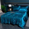 Juego de Funda de Edredón de Seda de Hielo Doble Cara de Verano de Cuatro Piezas Ropa de Cama Ins Suave y Sedosa Juego de Tres Piezas para Dormitorio Individual