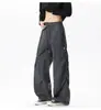 Pantalones casuales de color liso, minimalistas y de moda estilo americano para hombres y mujeres, adecuados para actividades al aire libre, senderismo y ropa de trabajo; pantalones largos versátiles, de corte recto y holgados